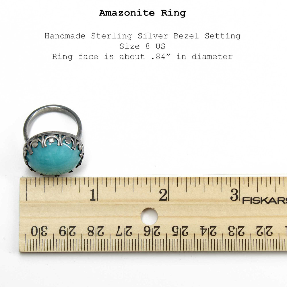 
                      
                        Amazonite Ring in Sterling Silver Bezel Setting, Size 8 US
                      
                    
