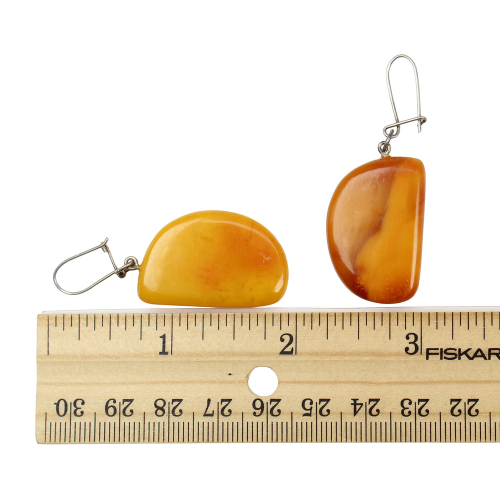 
                      
                        Vintage Amber & Sterling Silver Dangle Earrings, Half Circle Drops
                      
                    