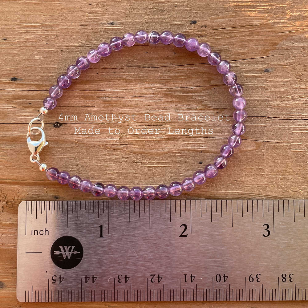 
                      
                        Amethyst Bead Bracelet, 4mm Purple Gemstone
                      
                    