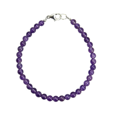 4mm Amethyst Bead Bracelet in Made to Order Length