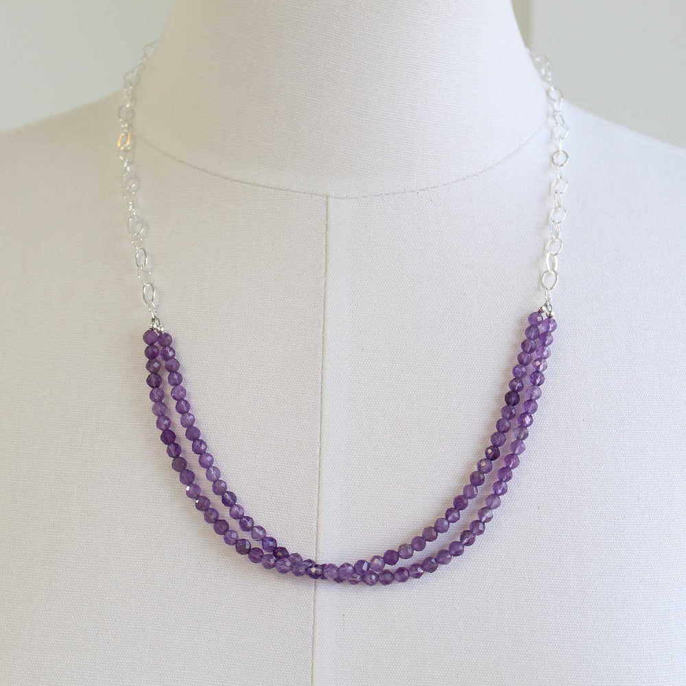 
                      
                        Amethyst and Sterling Silver Chain Necklace 24 Inches Long,
                      
                    