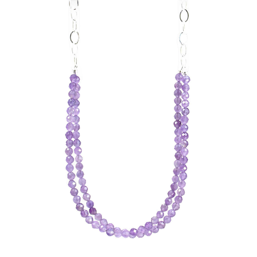 
                      
                        Amethyst and Sterling Silver Chain Necklace 24 Inches Long,
                      
                    