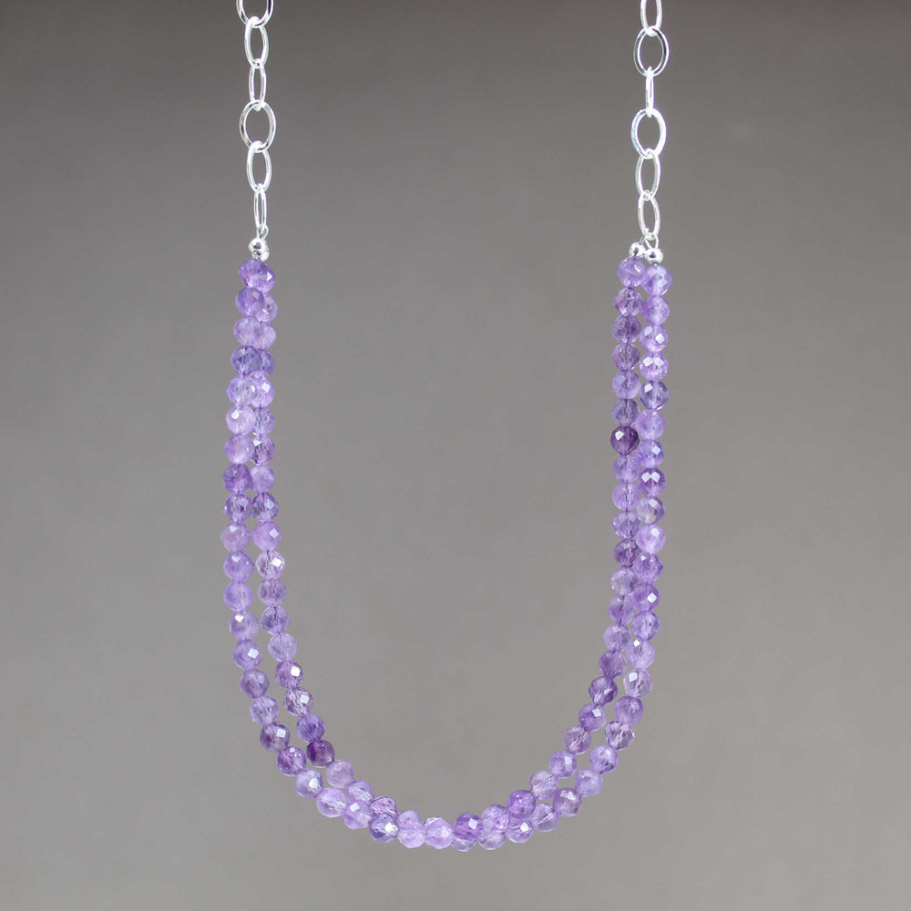 
                      
                        Amethyst and Sterling Silver Chain Necklace 24 Inches Long,
                      
                    