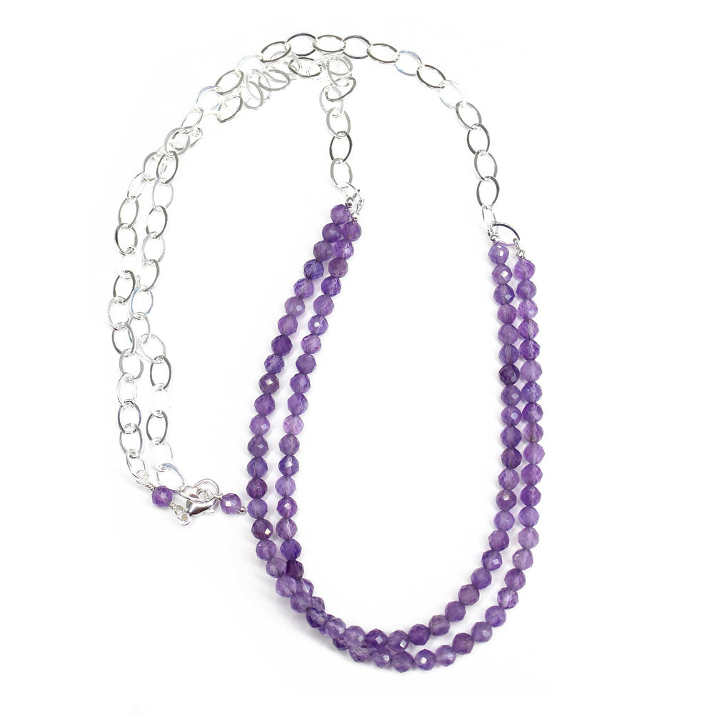 
                      
                        Amethyst and Sterling Silver Chain Necklace 24 Inches Long,
                      
                    