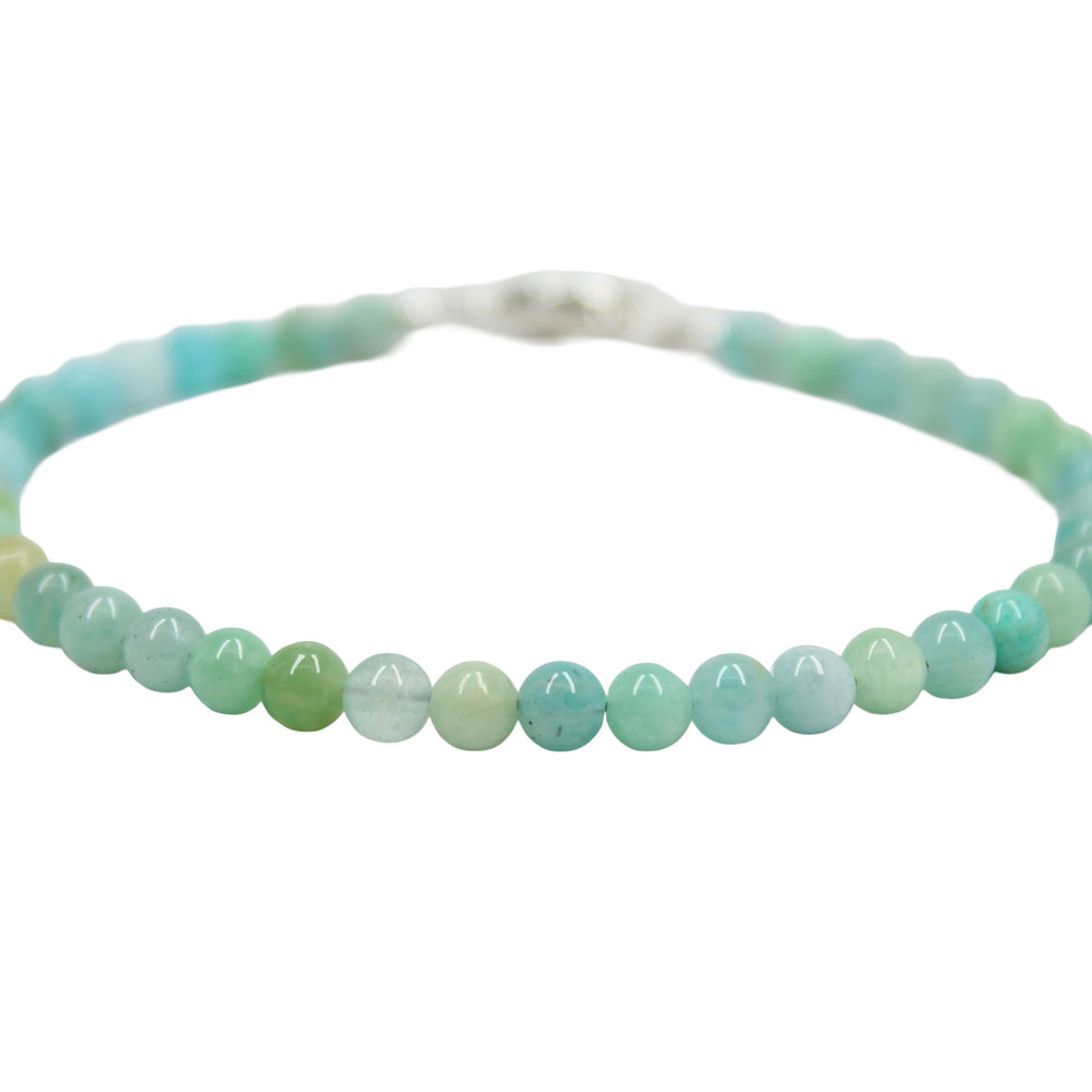 
                      
                        Amazonite Bead Bracelet, Small 4mm Gemmy Blue Green

                      
                    