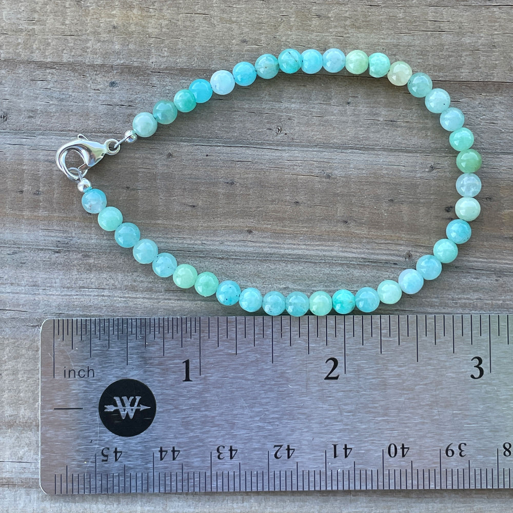 
                      
                        Amazonite Bead Bracelet, Small 4mm Gemmy Blue Green
                      
                    