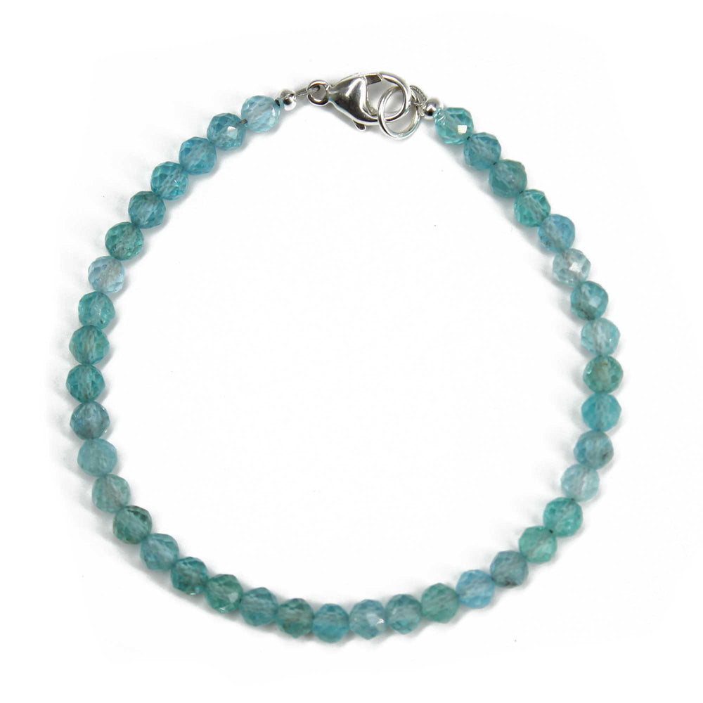 Apatite Bracelet, Small 4mm Blue Gemstone Bracelet