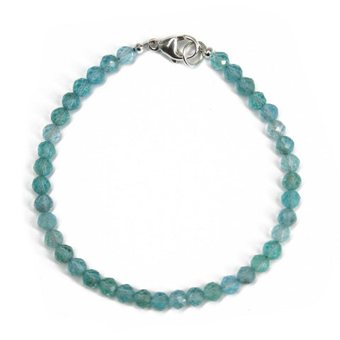 Apatite Bracelet, Small 4mm Blue Gemstone Bracelet