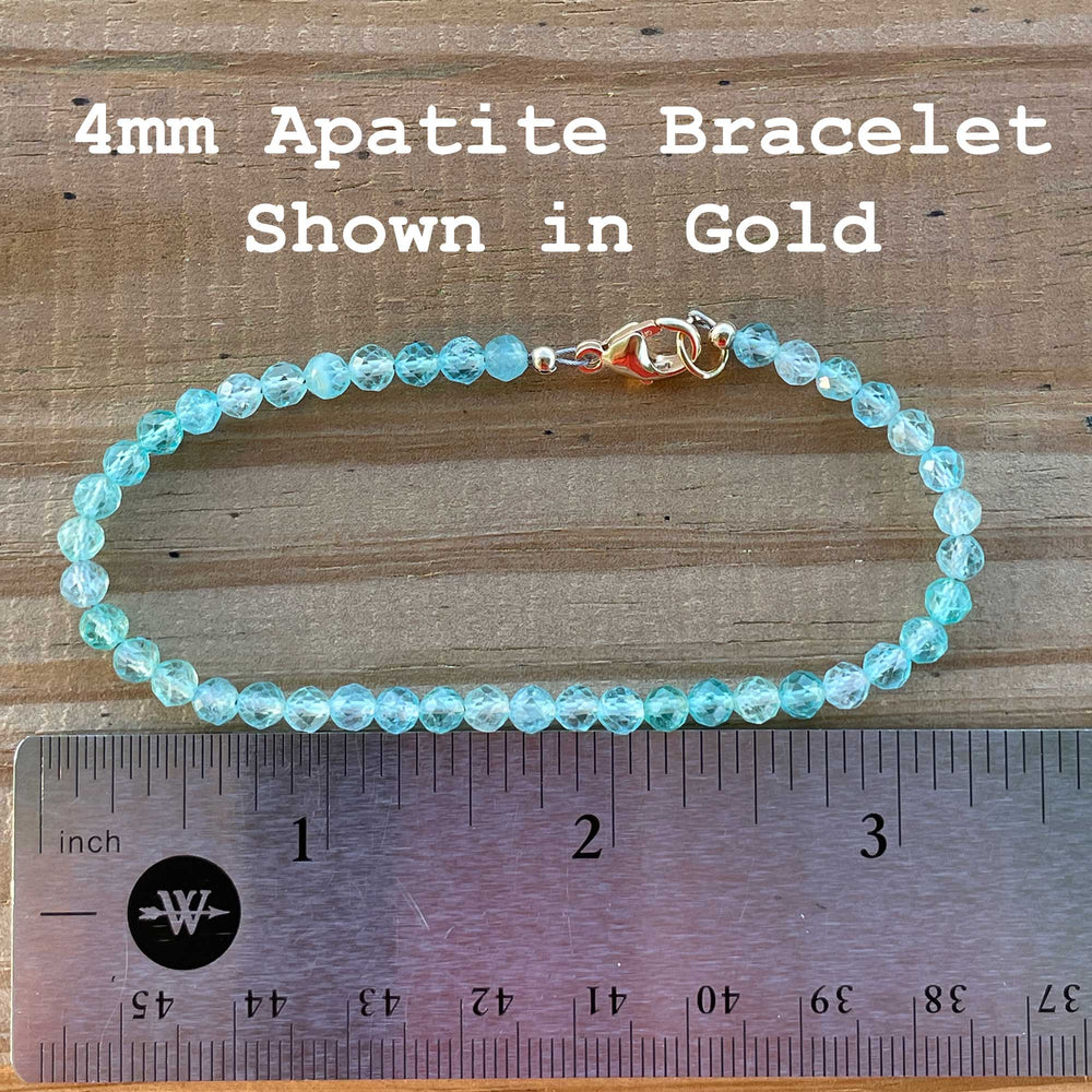 
                      
                        Apatite Bracelet, Small 4mm Blue Gemstone Bracelet
                      
                    