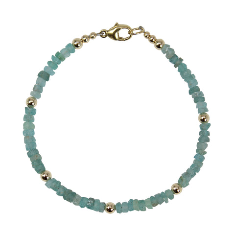 Apatite Heishi & Gold Filled Bracelet 7.5" Long