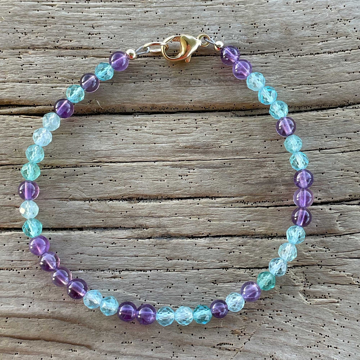 Apatite and Amethyst Bracelet