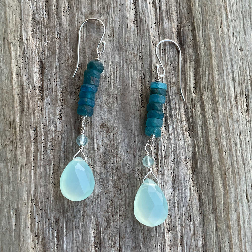 
                      
                        Apatite and Chalcedony Earrings in Sterling Silver
                      
                    