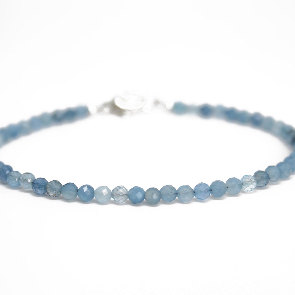 
                      
                        3mm Faceted Aquamarine Bracelet with Sterling Silver or Gold Filled Clasp
                      
                    