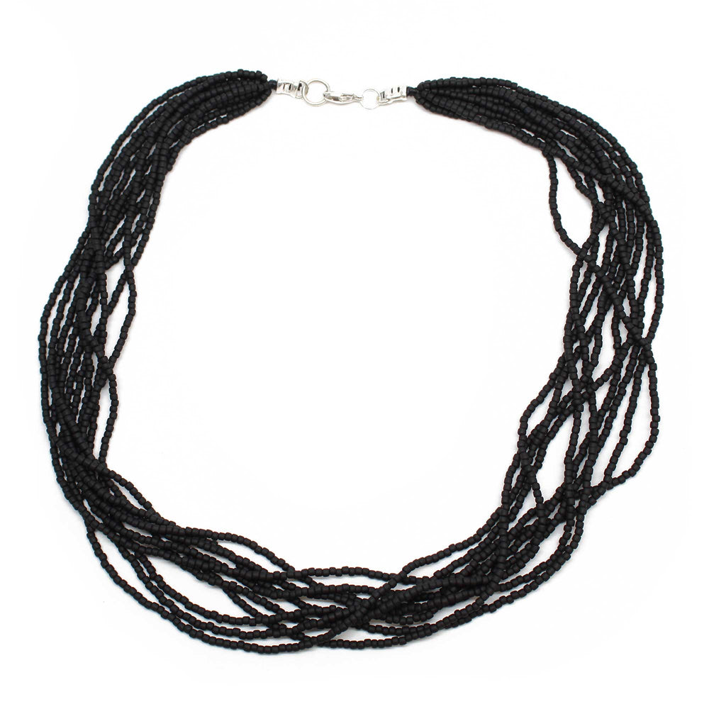 
                      
                        Multi Strand Matte Black Seed Bead Necklace 18 Inches
                      
                    