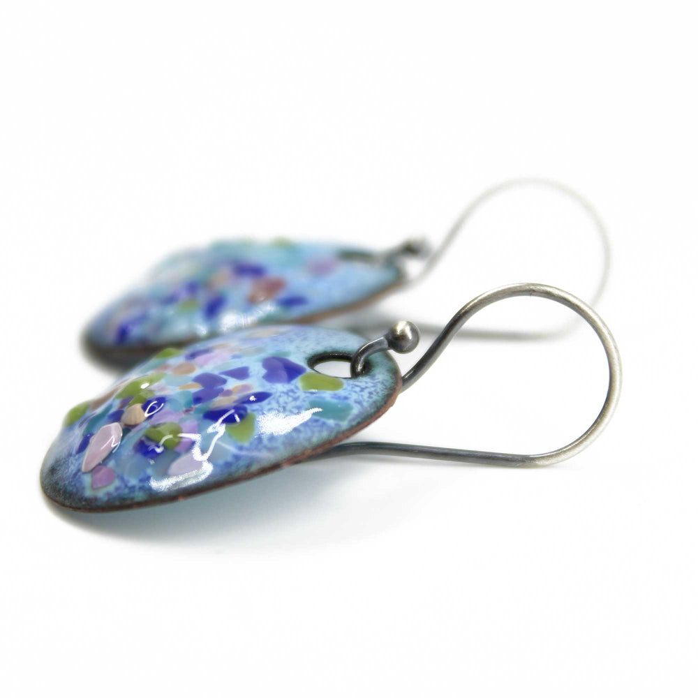 
                      
                        Multi Color Blue Purple Green Glass Enamel Earrings
                      
                    