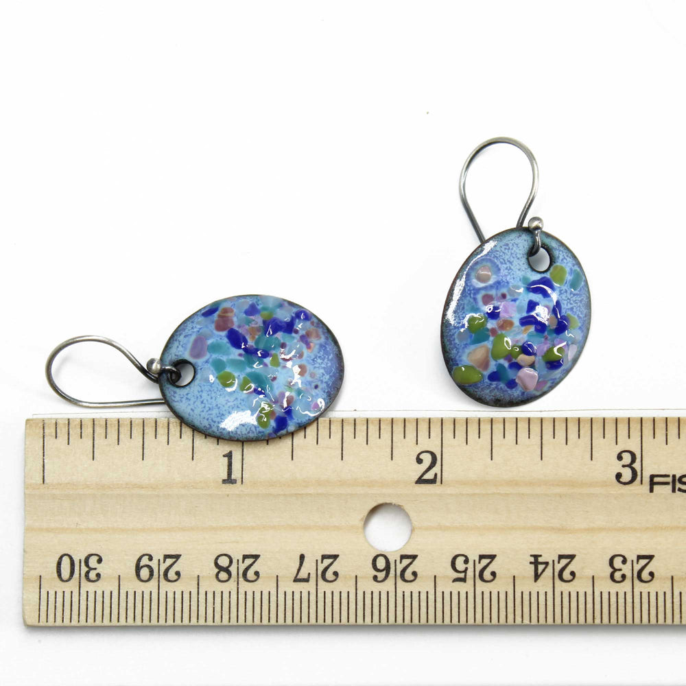 
                      
                        Multi Color Blue Purple Green Glass Enamel Earrings
                      
                    