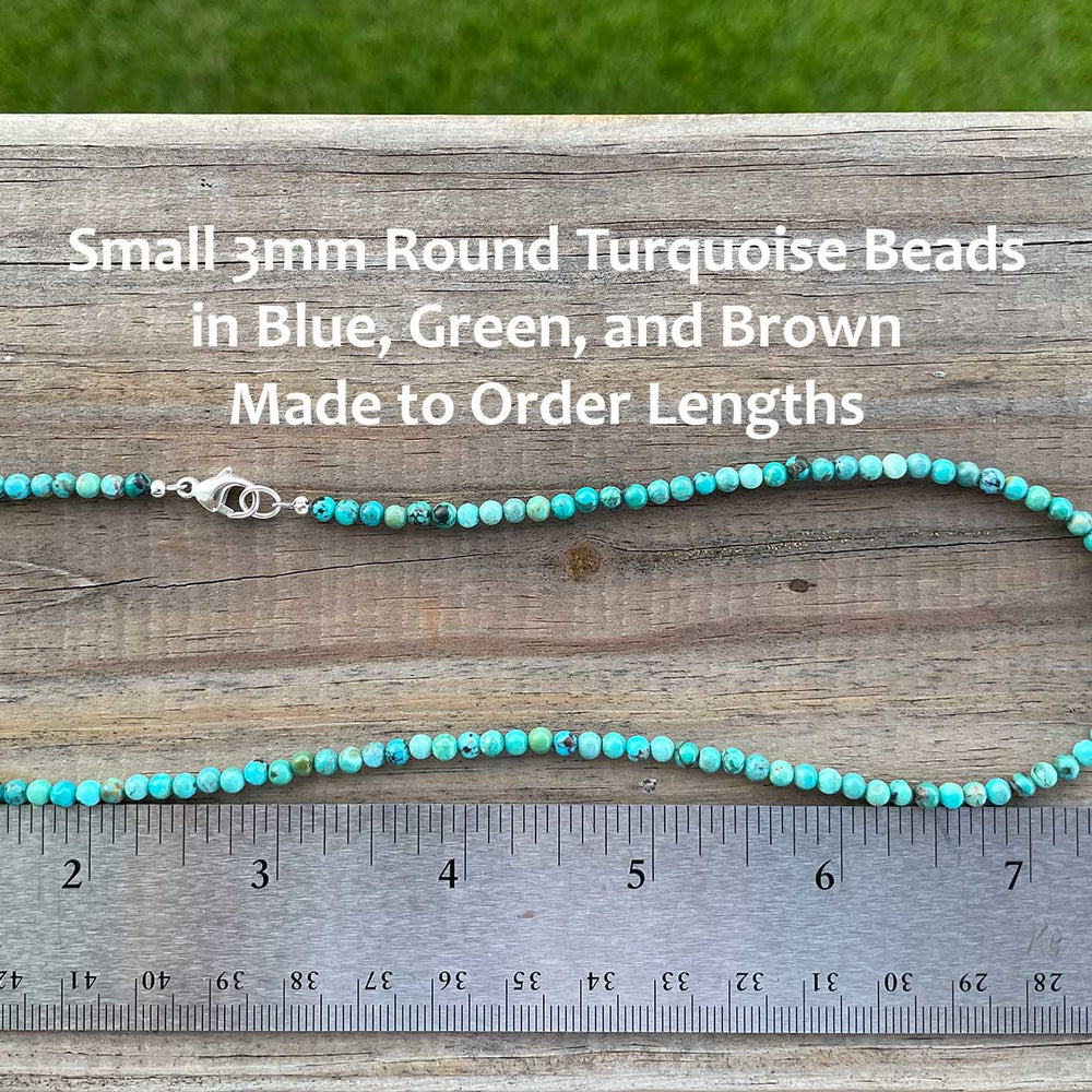 
                      
                        Genuine 3mm Blue Green Brown Turquoise Bead Necklace
                      
                    