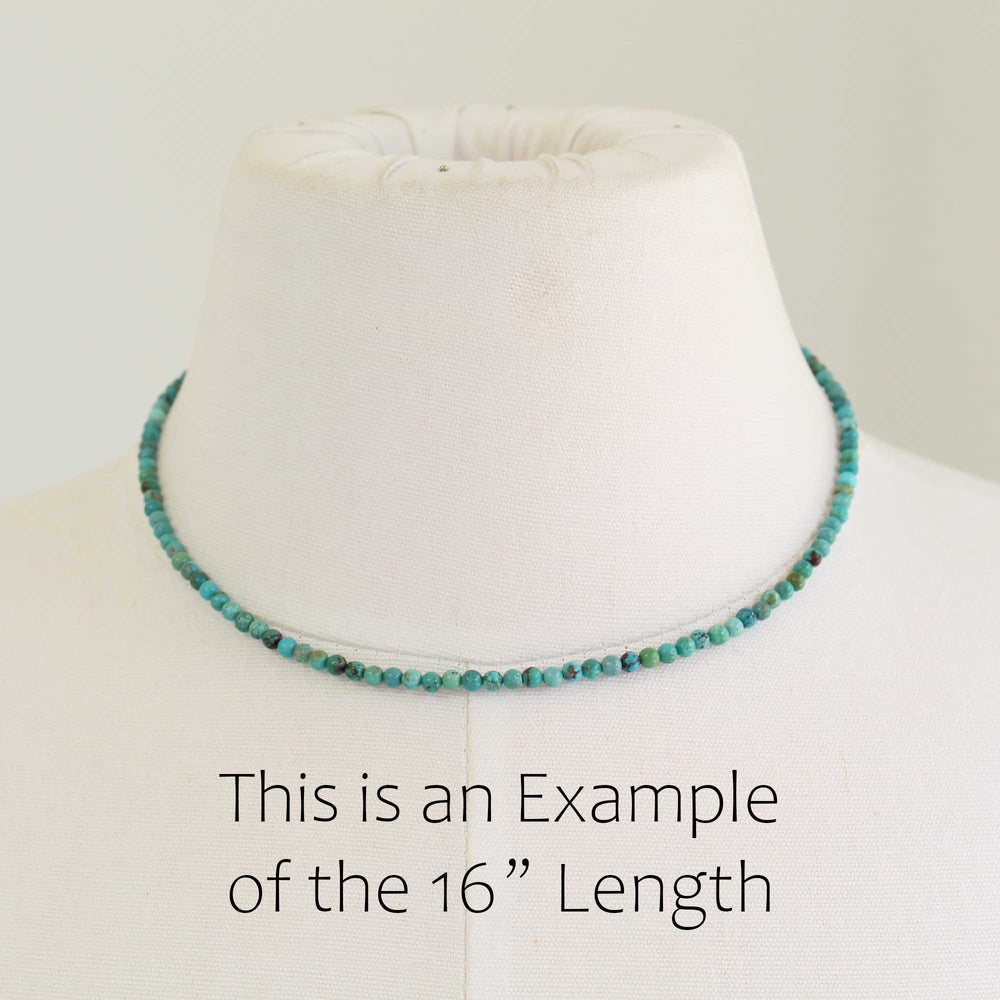 
                      
                        16" Genuine 3mm Blue Green Brown Turquoise Bead Necklace
                      
                    