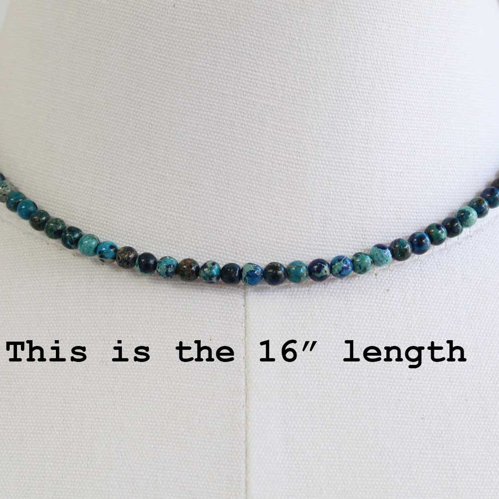 
                      
                        16" Blue Sea Sediment Jasper Bead Necklace 
                      
                    