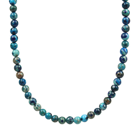 Blue Sea Sediment Jasper Bead Necklace 
