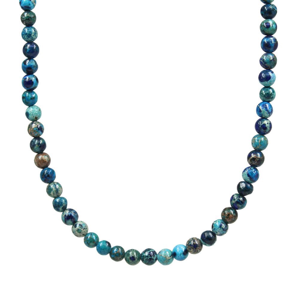 Blue Sea Sediment Jasper Bead Necklace 
