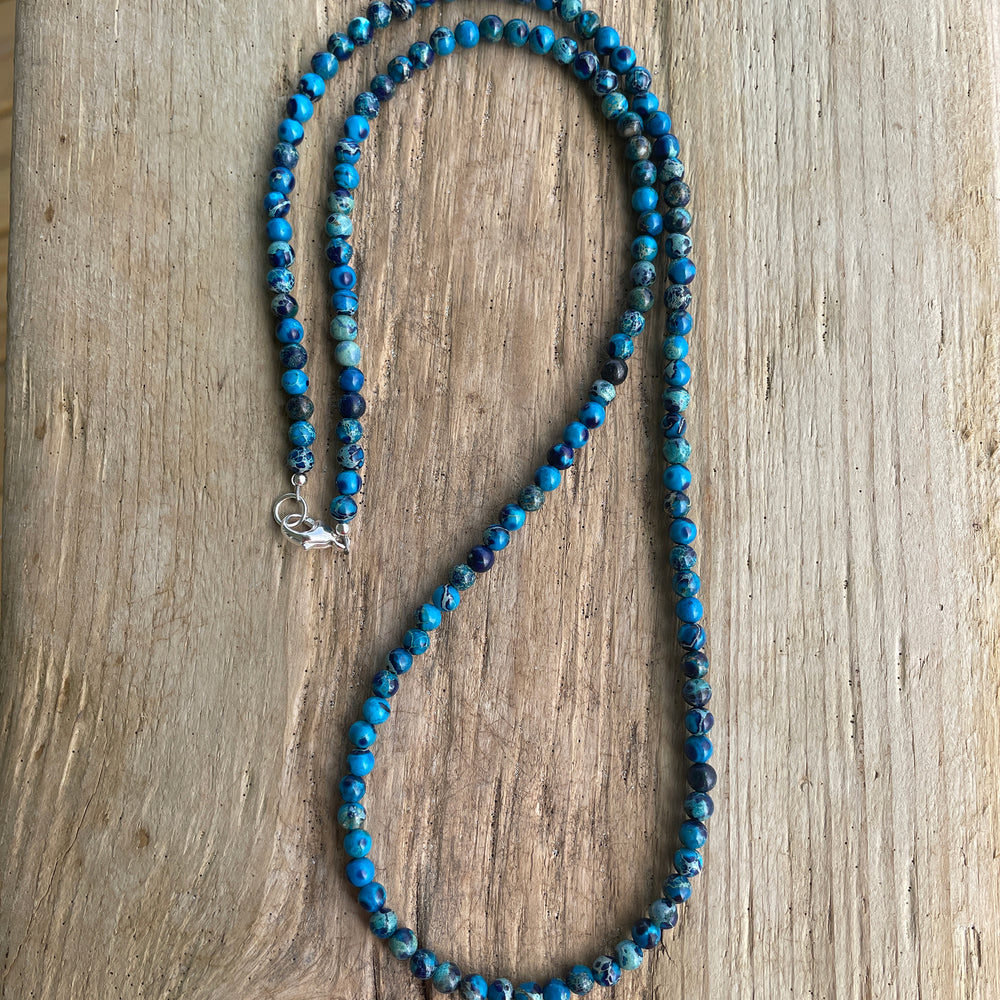 
                      
                        Blue Sea Sediment Jasper Bead Necklace Strand
                      
                    