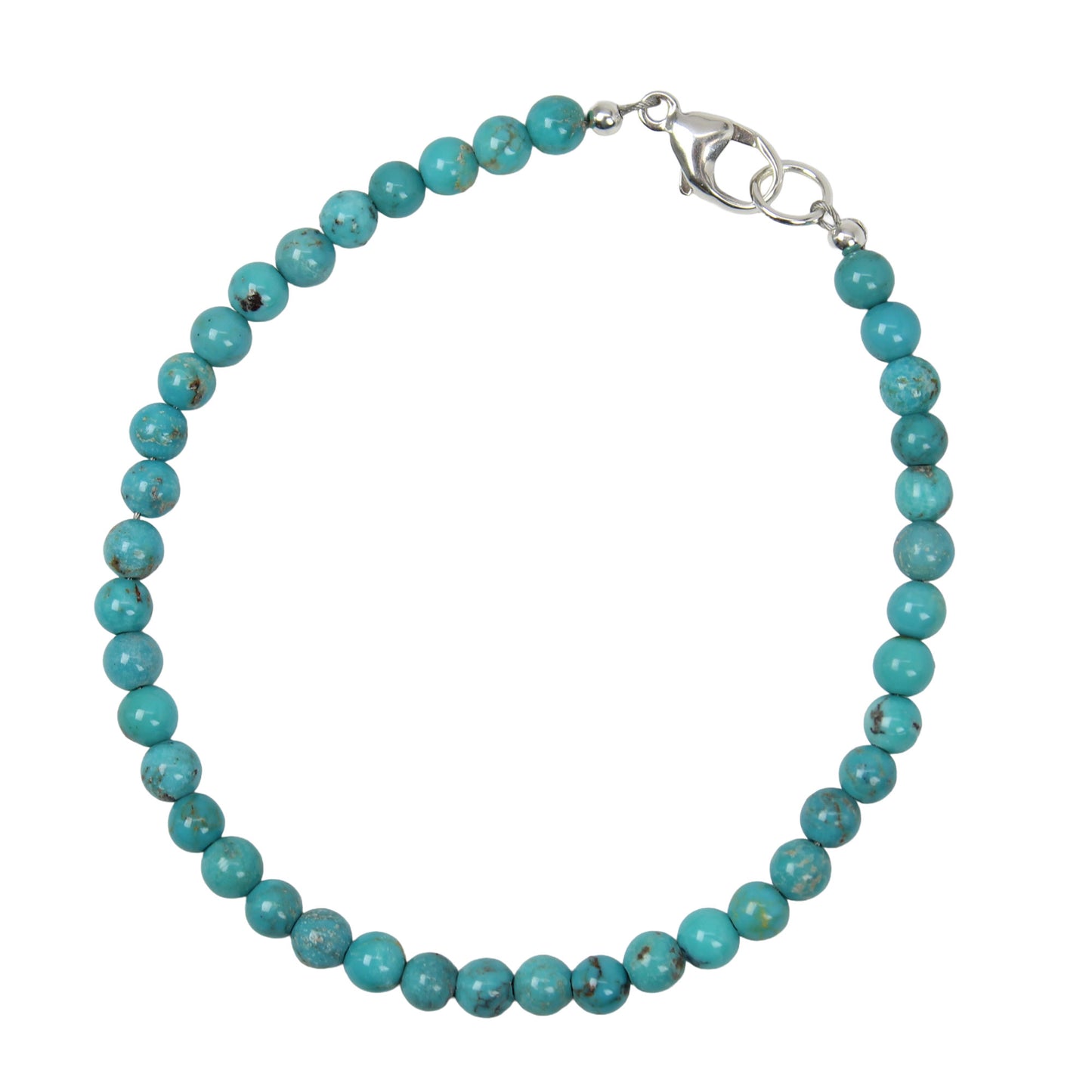 Genuine 4mm Blue Turquoise Bead Bracelet