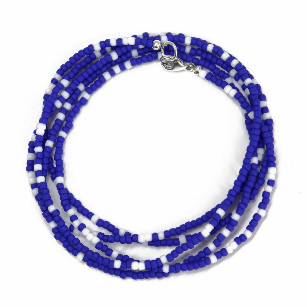 
                      
                        Frosted Navy Blue and White Seed Bead Necklace
                      
                    