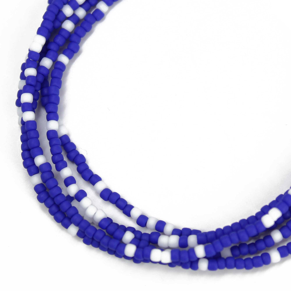 
                      
                        Frosted Navy Blue and White Seed Bead Necklace
                      
                    