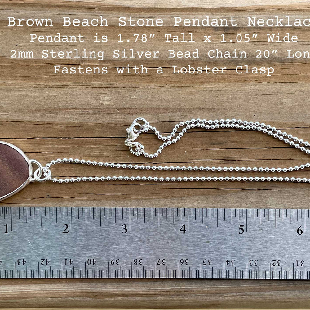 
                      
                        Brown Galveston Texas Beach Stone Pendant Necklace in Sterling Silver
                      
                    