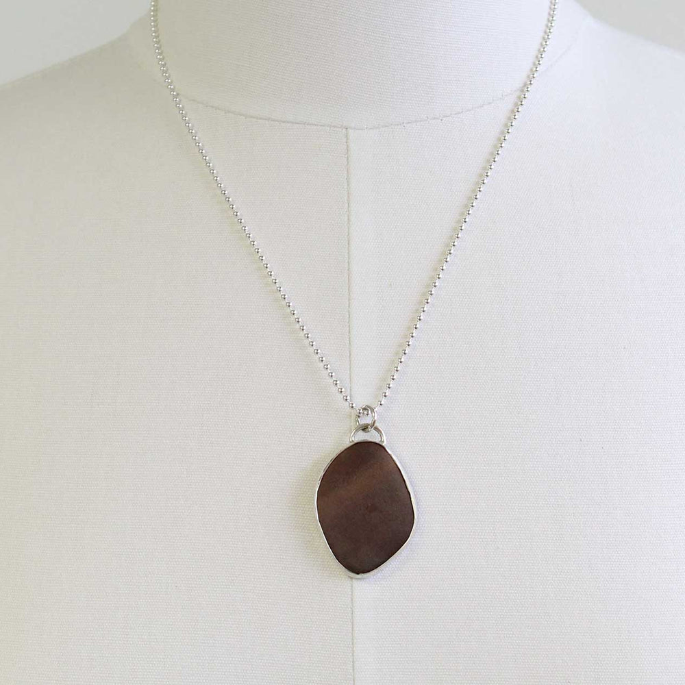 
                      
                        Brown Galveston Texas Beach Stone Pendant Necklace in Sterling Silver
                      
                    