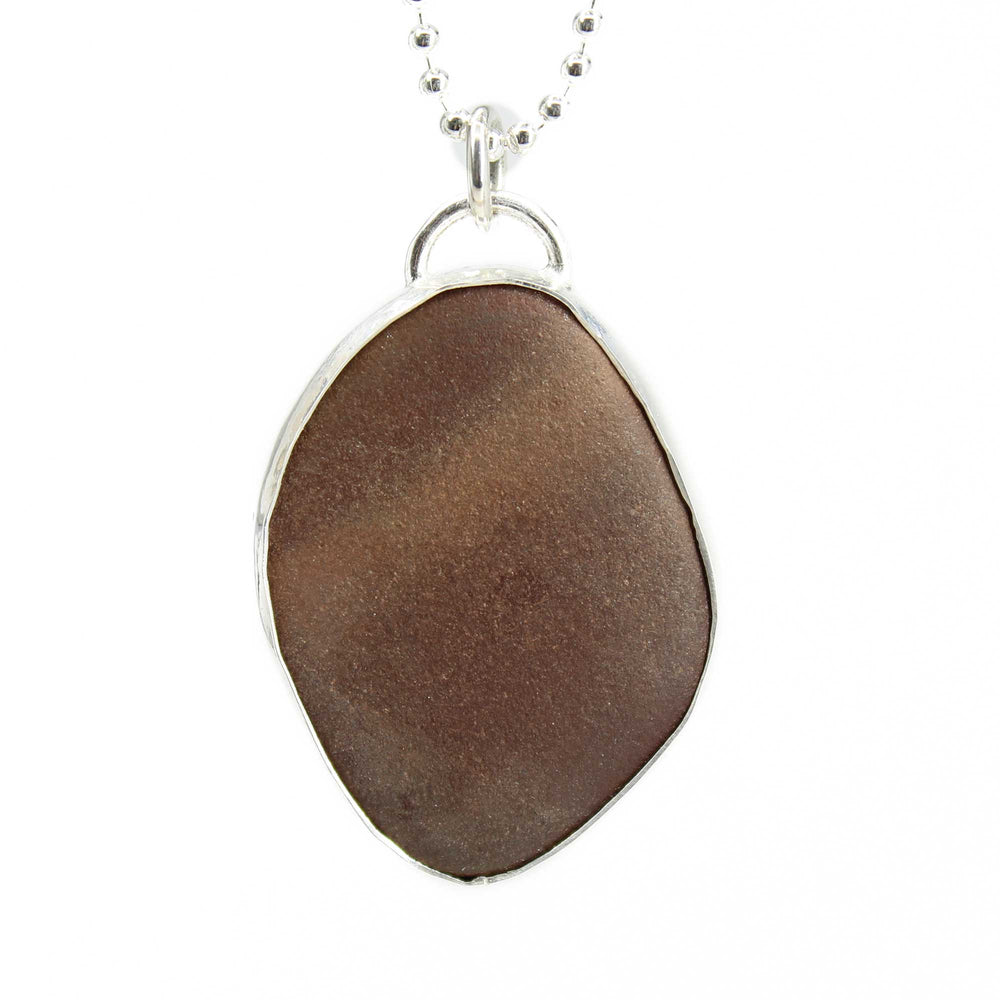 
                      
                        Brown Galveston Texas Beach Stone Pendant Necklace in Sterling Silver
                      
                    