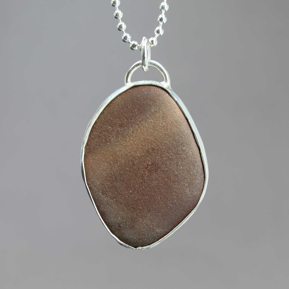 
                      
                        Brown Galveston Texas Beach Stone Pendant Necklace in Sterling Silver
                      
                    