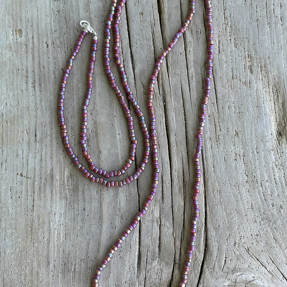 
                      
                        Burnt Orange Seed Bead Necklace, Thin 2mm Single Strand
                      
                    