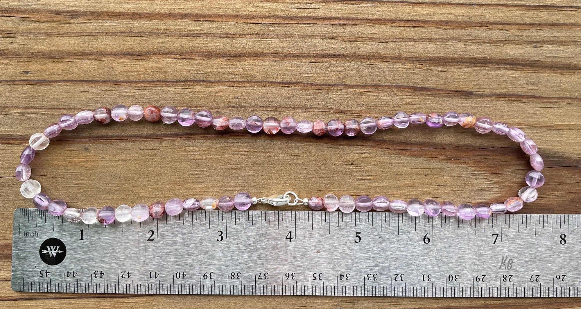 Super Seven Cacoxenite in Amethyst 6mm Faceted Coin Beads 16 Inch