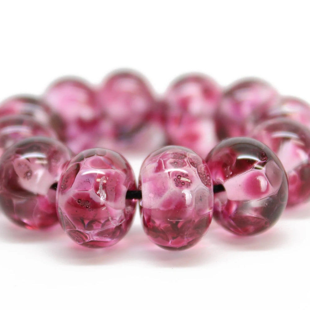 Cranberry Pink Lampwork Beads for Jewelry