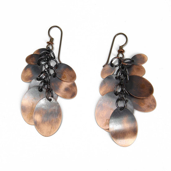Long Copper Cluster Dangle Earrings