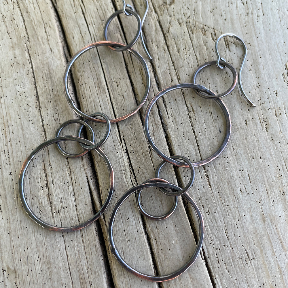 Long Copper Earrings with Sterling Silver Ear Wires