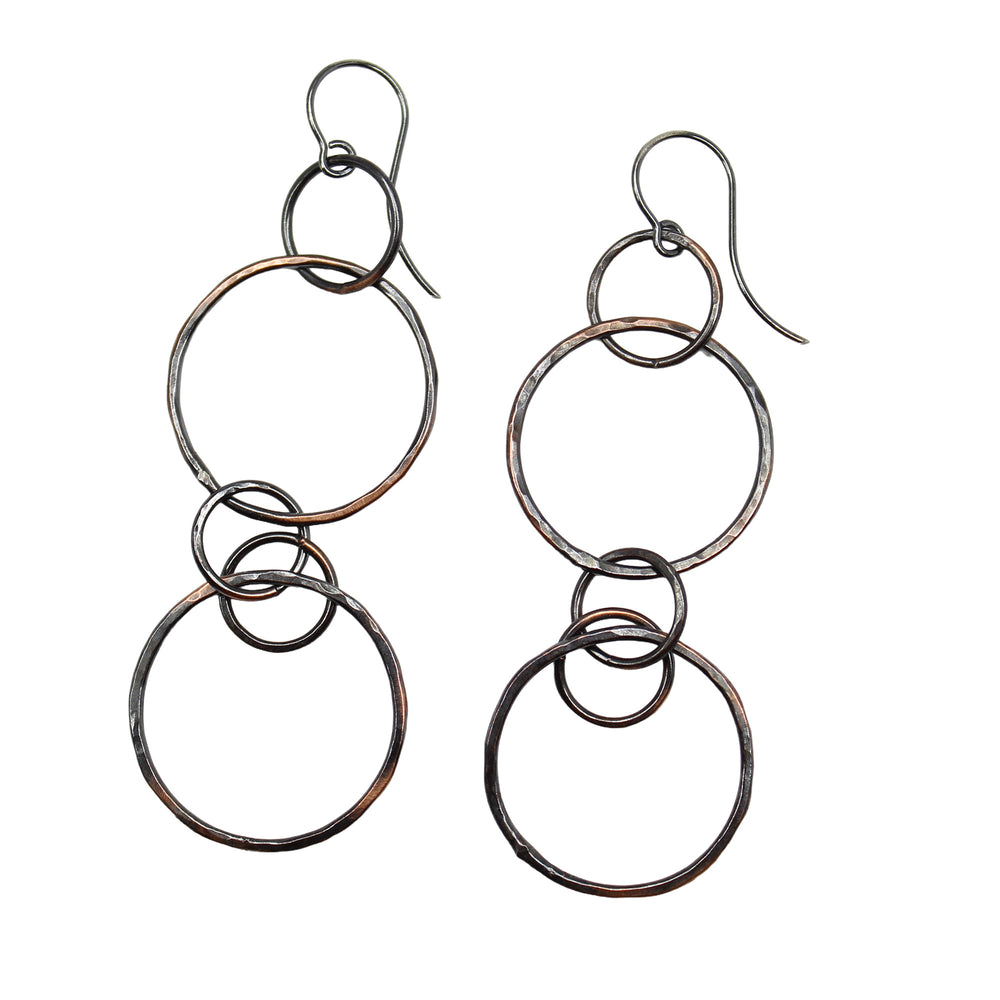 Long Copper Earrings with Sterling Silver Ear Wires