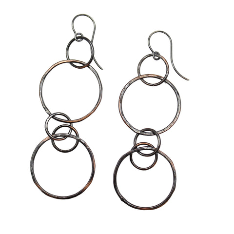 Long Copper Earrings with Sterling Silver Ear Wires