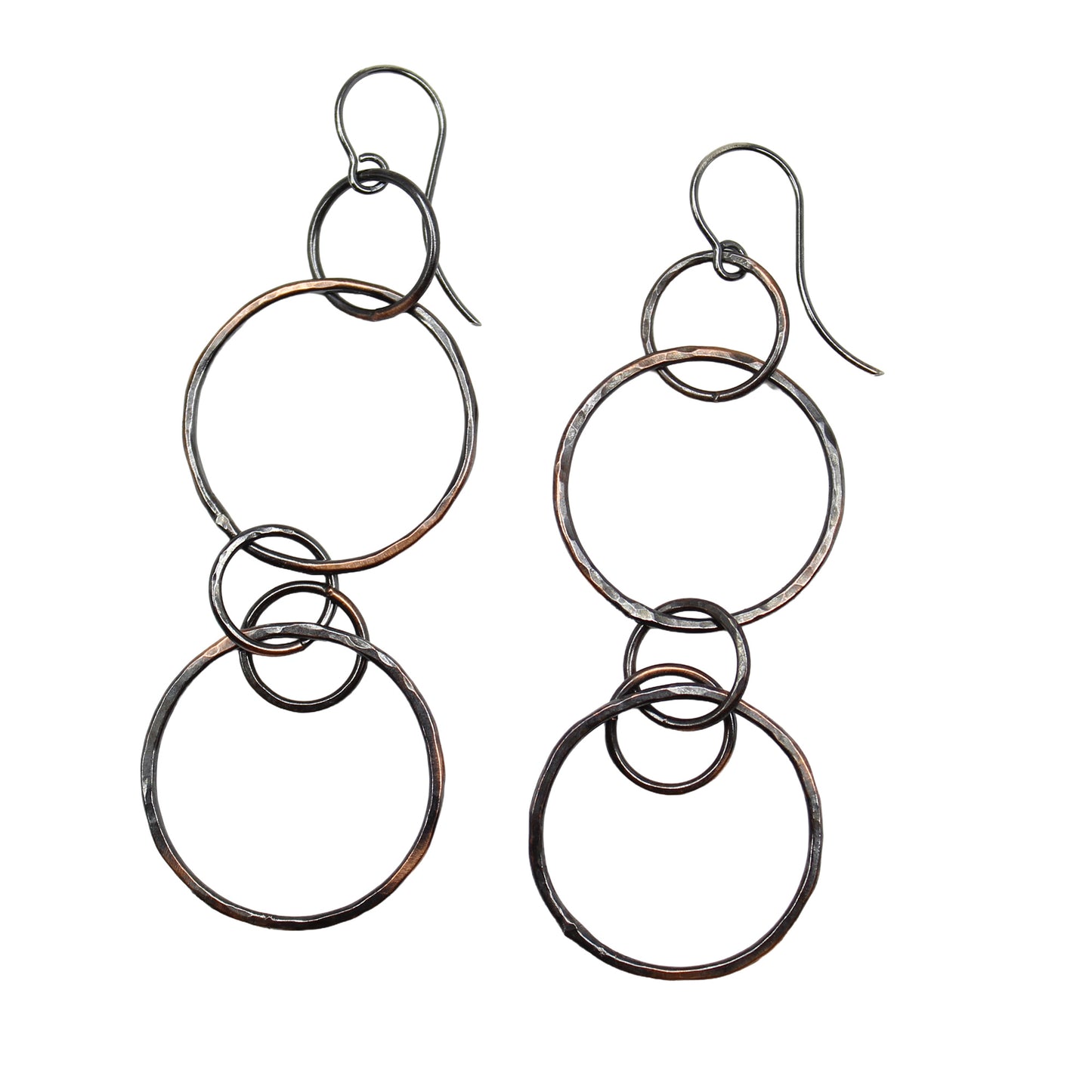 Long Copper Earrings with Sterling Silver Ear Wires