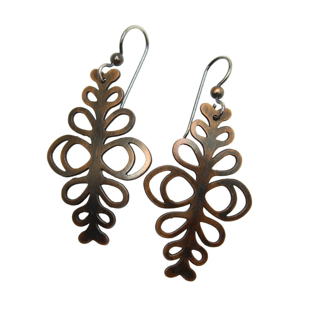 Copper Filigree Dangle Earrings