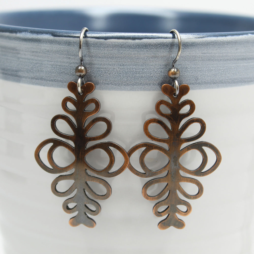 
                      
                        Copper Filigree Dangle Earrings
                      
                    