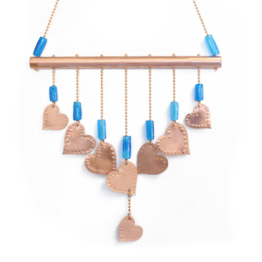 Bohemian Copper Windchime with Aqua Blue Beads