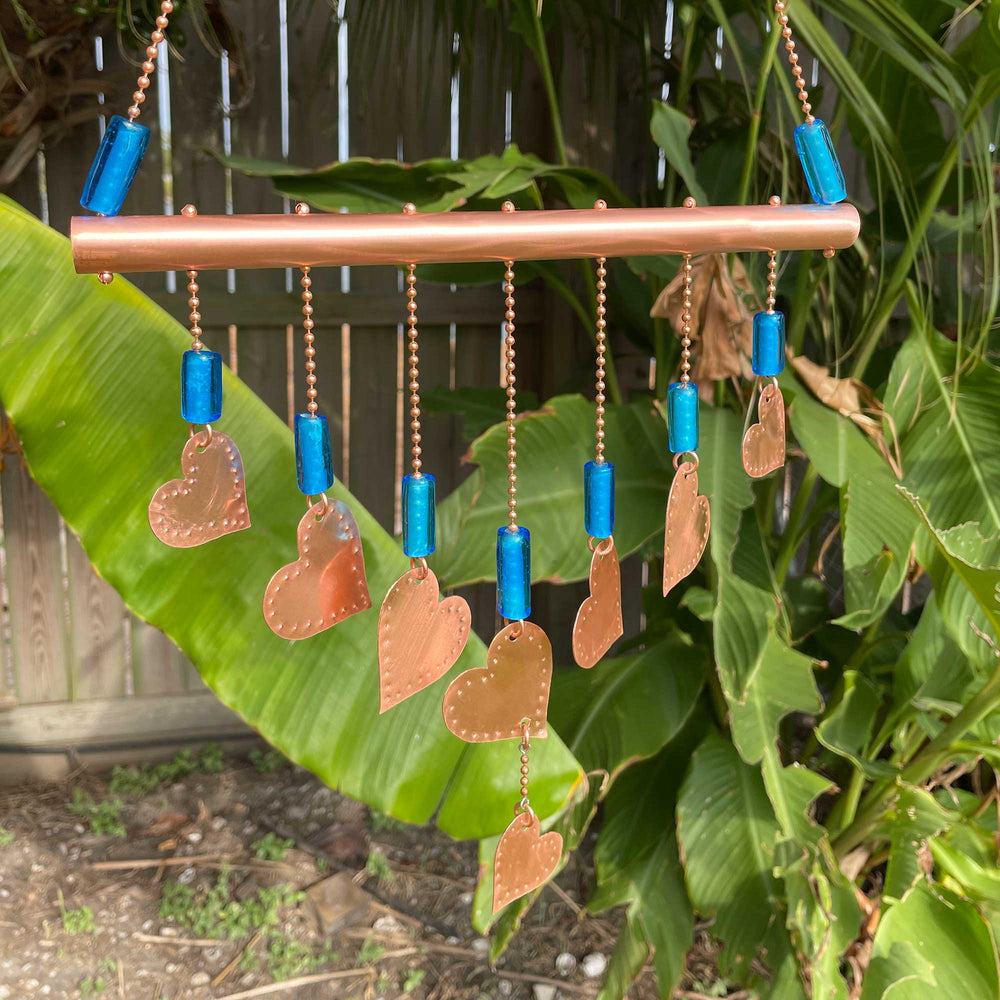 
                      
                        Bohemian Copper Windchime with Aqua Blue Beads
                      
                    