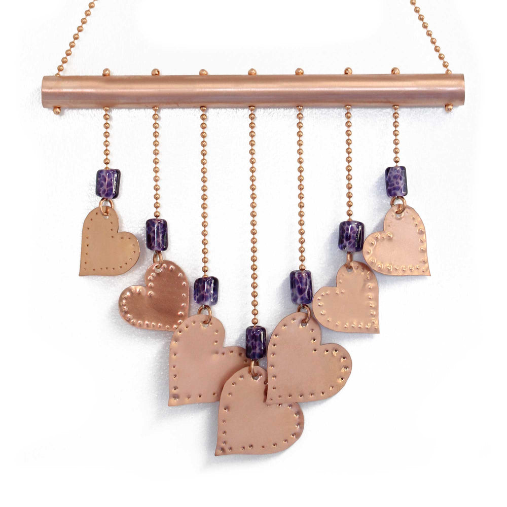 
                      
                        Copper Heart Wind Chime with Purple Lampwork Beads
                      
                    