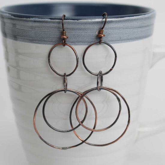 Load image into Gallery viewer, Handmade Long Copper Hoop Earrings
