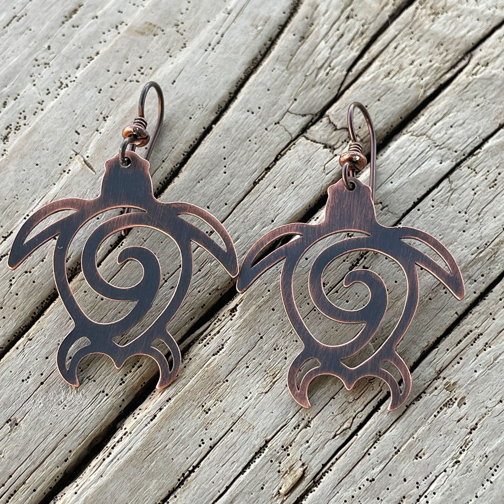 Copper Sea Turtle Earrings