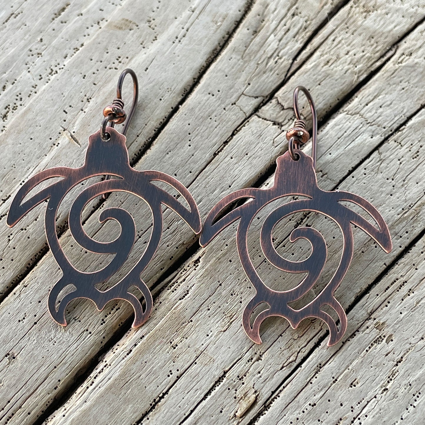 Copper Sea Turtle Earrings