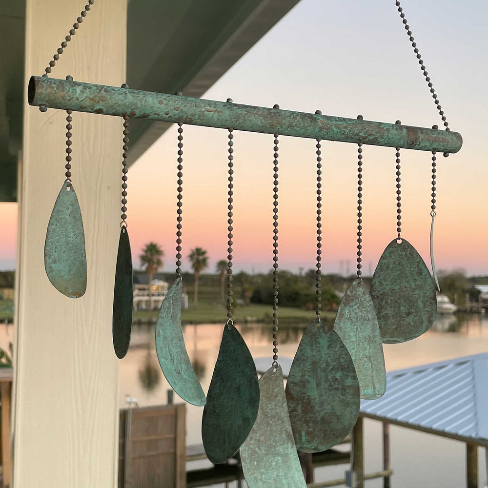 Copper Wind Chime with Blue Green Patina